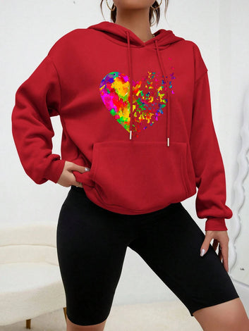 Colorful Butterfly Heart Print hoodie