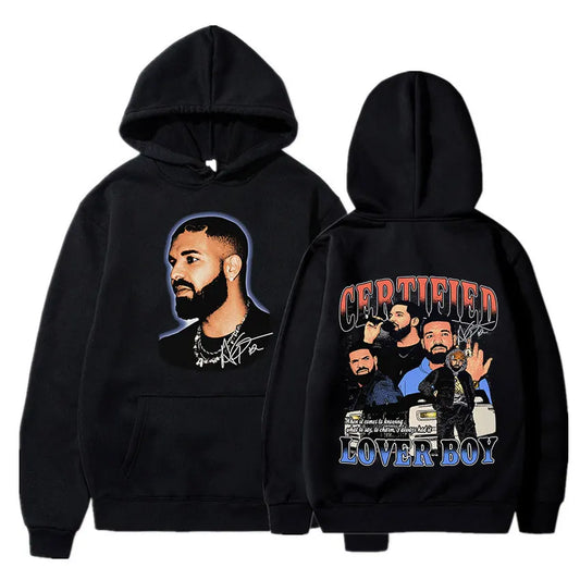 Rapper Drake Hoodie Certified Lover Boy Double Sided Print Sweatshirt Men's Fashion Hip Hop Casual Long Sleeve Oversized Hoodies