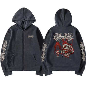 Ghostemane Graphic Zipper Hoodie Music Rapper