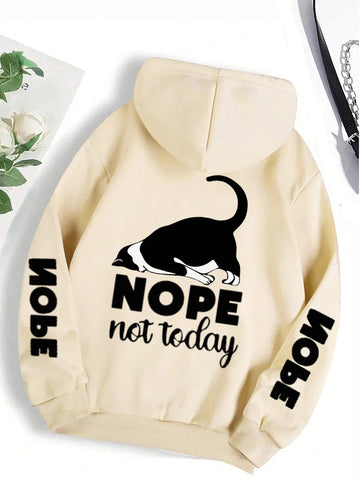 Nope Not Today Cute Cat Hoodie Funny