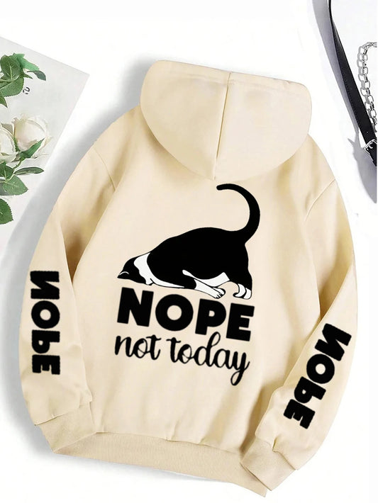 Nope Not Today Cute Cat Hoodie Funny