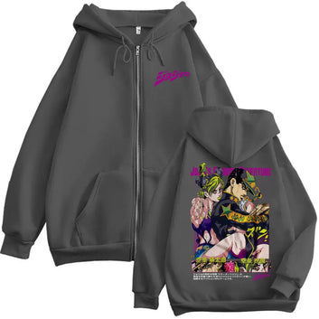 Anime JoJo's Bizarre Jotaro Kujo Jolyne Cujoh Zip Up Hoodie