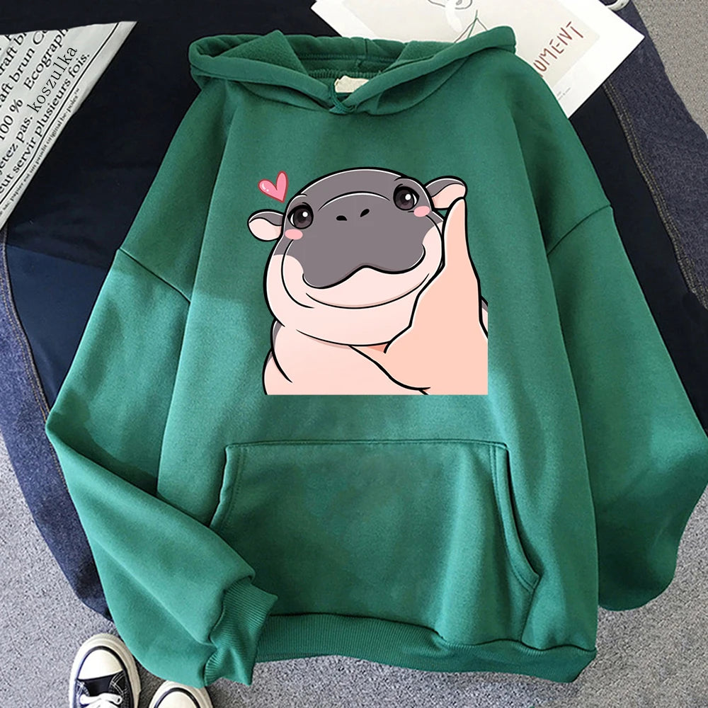 Cute Moo Deng Hoodie hippo funny