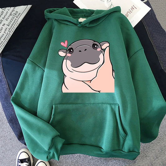 Cute Moo Deng Hoodie hippo funny