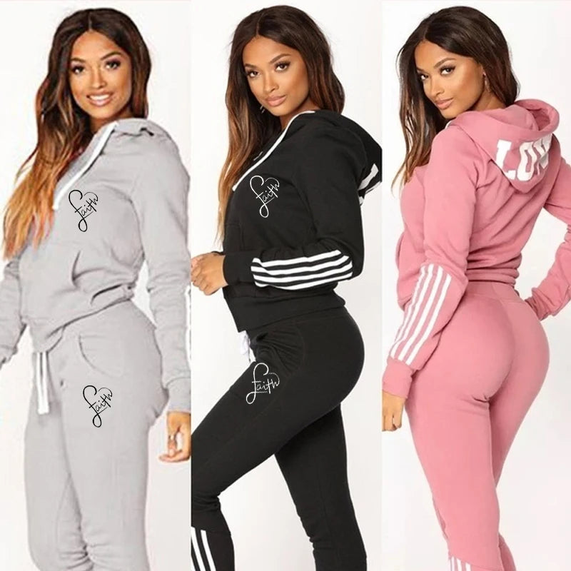 Love faith Hoodies Set Tracksuit