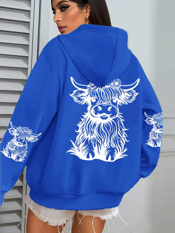 Cute Hair Cow Cartoon Hoodie
