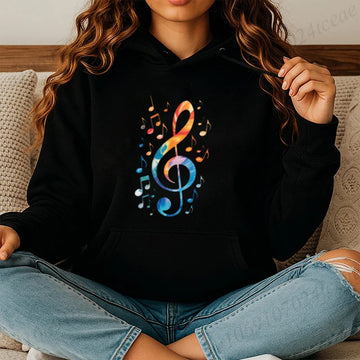 Colorful Treble Clef with Music Notes Hoodie