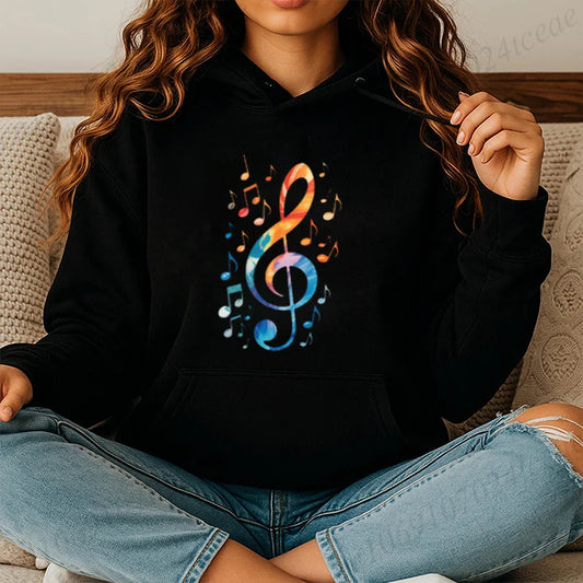 Colorful Treble Clef with Music Notes Hoodie