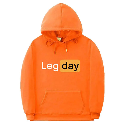 Funny Leg Day Hoodie Men Women Fleece Cotton Loose