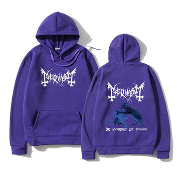 90s Mayhem Band Graphic Hoodie Cat Graphic Sweatshirt with Print Men Women Novelty Vintage Pullover Man Fashion Hip Hop Hoodies