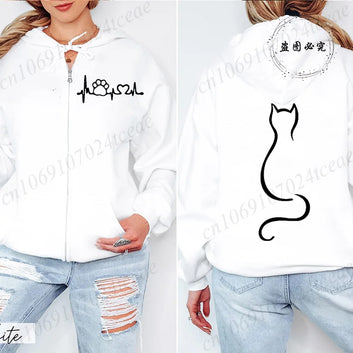 Zipper Hoodie Cute Cat Multiple Designs
