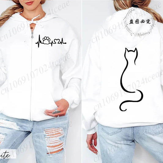Zipper Hoodie Cute Cat Multiple Designs