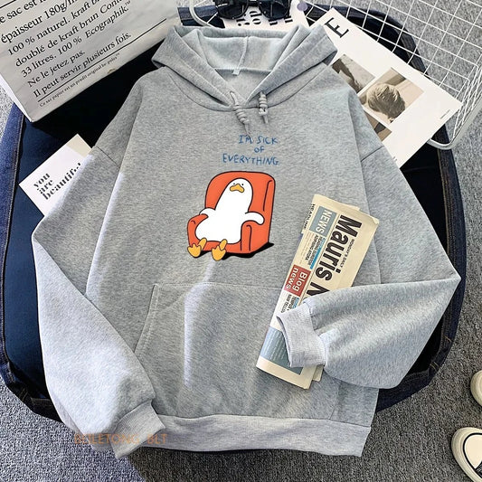 I'M SICK EVERYHING Funny Duck Cartoon hoodie
