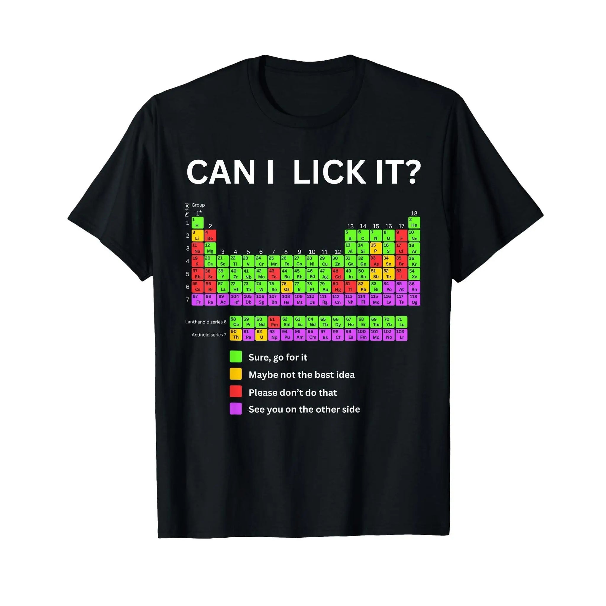 Funny "Can I Lick It?" Periodic Table Graphic Tshirt