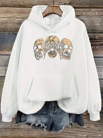 Gothic Skull Print Hoodie