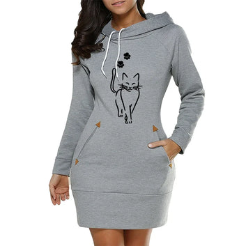 Dress Hoodie Cat and Cat Paws