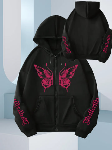 Zip Up hoodie Butterfly