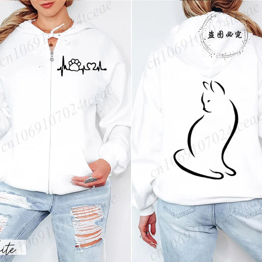 Zipper Hoodie Cute Cat Multiple Designs
