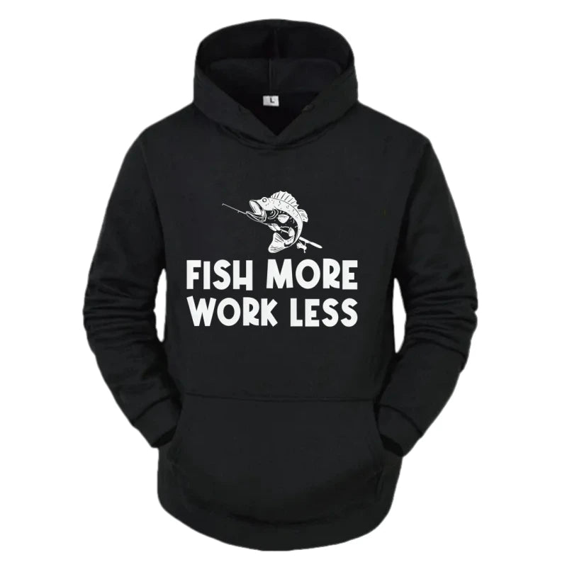 Fish More Work Less Funny Hoodie