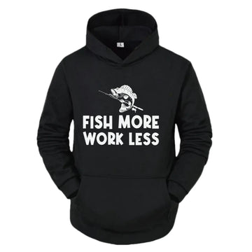 Fish More Work Less Funny Hoodie