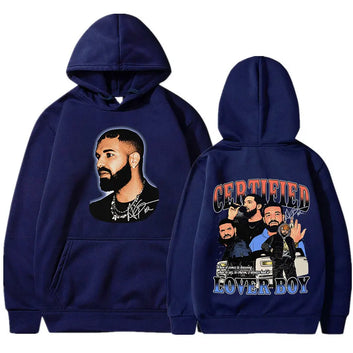 Rapper Drake Hoodie Certified Lover Boy Double Sided Print Sweatshirt Men's Fashion Hip Hop Casual Long Sleeve Oversized Hoodies