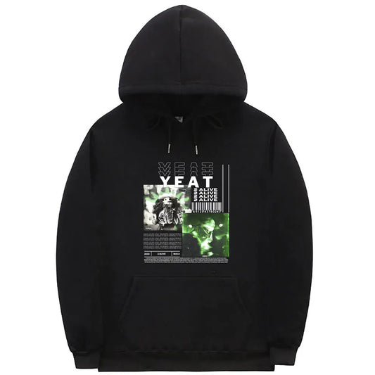 Rapper Yeat 2 Alive Music Album Graphic Print Hoodie Men Women Hip Hop Rock Oversized Tracksuit Male Fashion Streetwear Hoodies