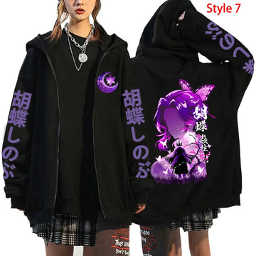 Anime Shinobu Kochou Demon Slayer Zip up hoodie multiple designs