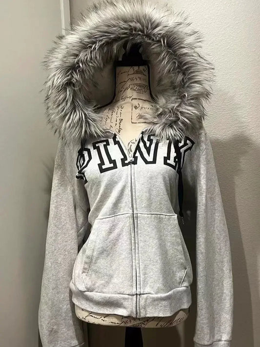Pink hoodie with fur