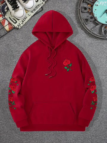 Red Rose Printed Hoodie