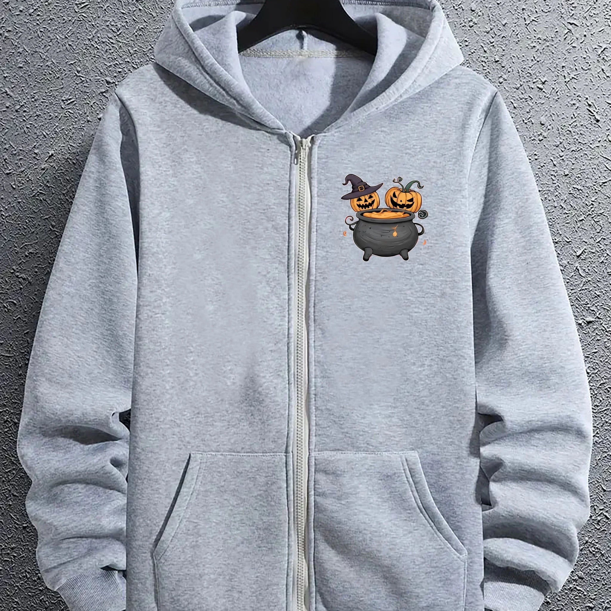 Hoodie with Pumpkin Monster Zip Up Halloween