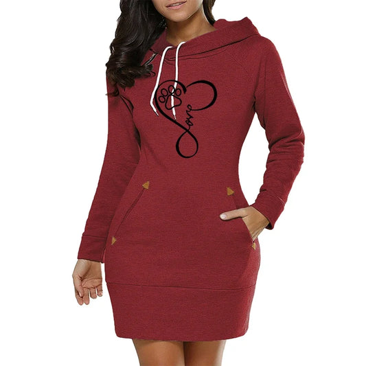 Dress Hoodie Dog Paw Heart Design