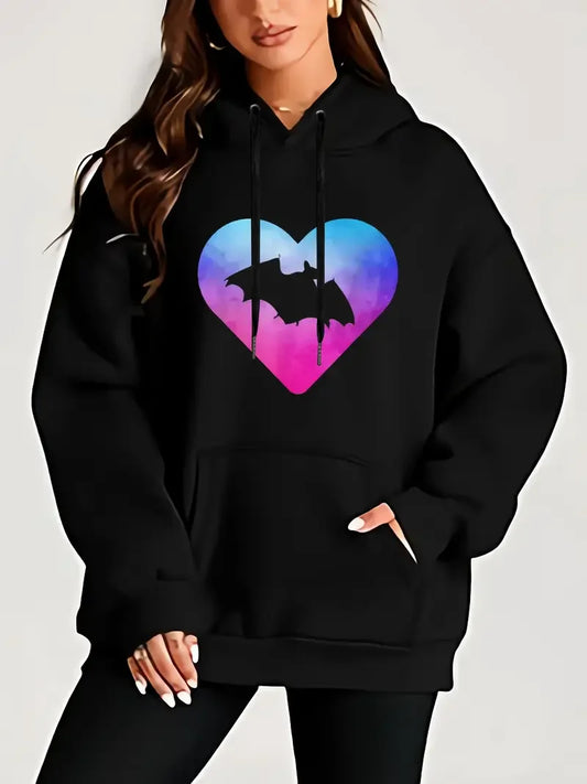 Halloween Bat in Heart Hoodie