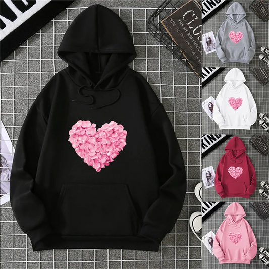 Heart Shape Print Graphic Hoodie