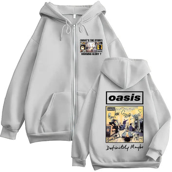 Oasis Hoodie British Rock Band Zip Up Music
