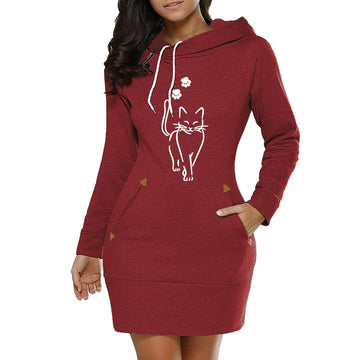 Dress Hoodie Cat and Cat Paws
