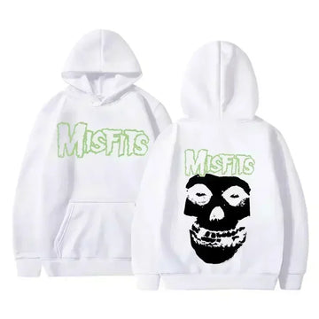 Punk Misfits Skull Graphic Print Hoodie Rock Band music