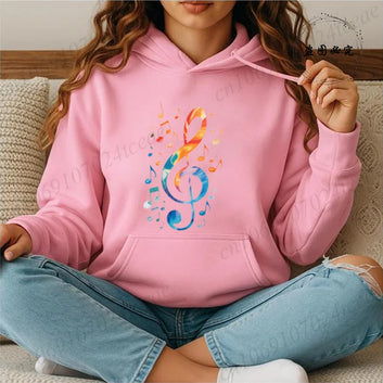 Colorful Treble Clef with Music Notes Hoodie