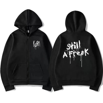 Rock Band Korn Music Concert WORLD TOUR Graphic Zipper Hoodie Men Women Oversized Sweatshirt Male Vintage Gothic Zip Up Jacket