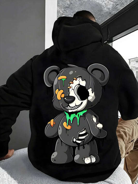 Cartoon Bear Graphic Print Hoodie