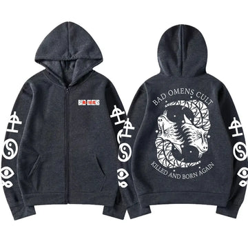 Rock Band Bad Omens Zip Up Hoodie Music
