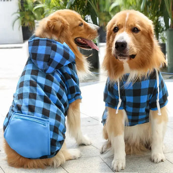 Pet flannel hoodie with zipper pocket