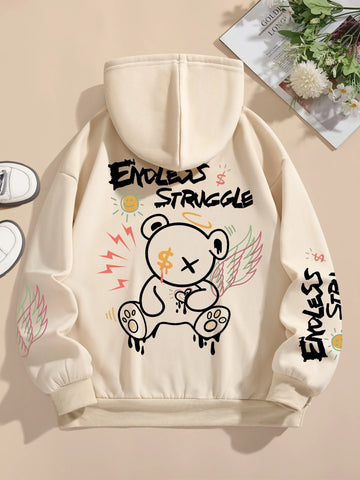 Endless Struggle Graffiti Bear Printed Hoodie