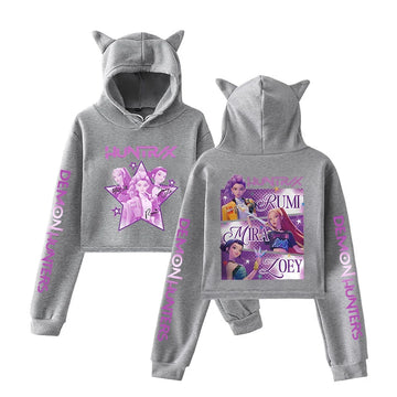 K-Pop Demon Hunters Mira Rumi Zoey Cat Cropped Hoodies