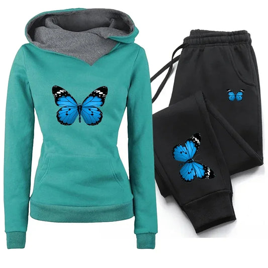 Women's Tracksuit Hoodie and set with Butterfly design