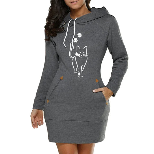 Dress Hoodie Cat and Cat Paws