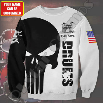 NewFashion Custom Name Music Drummer Drums Colorful Polyester Vintage Tracksuit 3DPrint Harajuku Casual Funny Hoodies Jacket X1