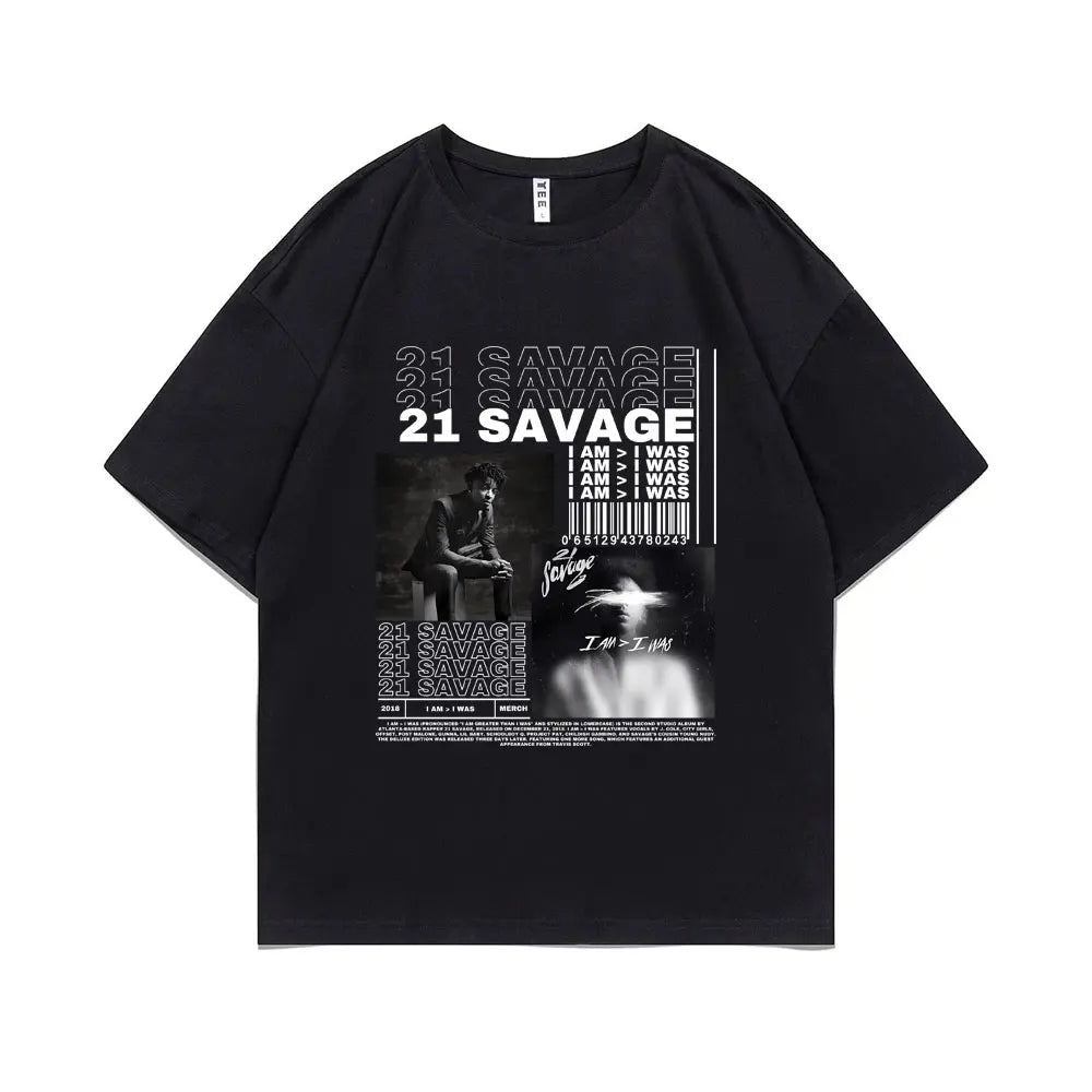 Rapper 21 Savage I Am I Was Music Album T-shirt