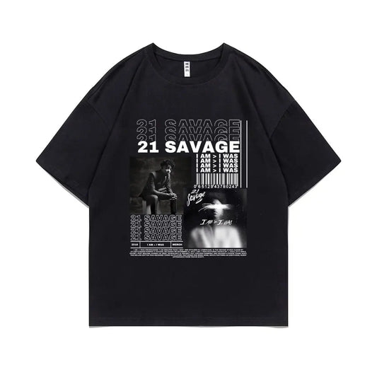Rapper 21 Savage I Am I Was Music Album T-shirt