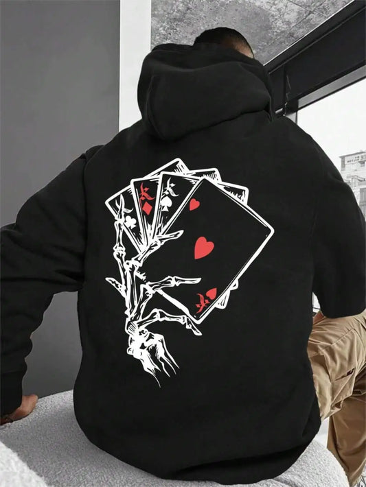 Playing Card skeleton hand hoodie