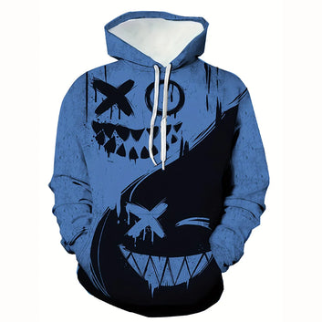 Color Block Smile Print Hoodies